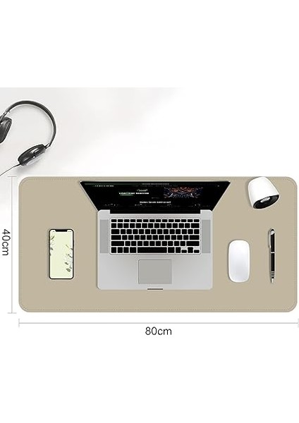 Çift Renk Dikişli Pu Deri Masa Matı 80X40 cm Mousepad, Su Geçirmez Masa Sümeni, Çift Taraflı Kullanım, Dizüstü Bilgisayar/ofis/ev Için, Kaymaz Taban (Bej ve Kahverengi) modelleri
