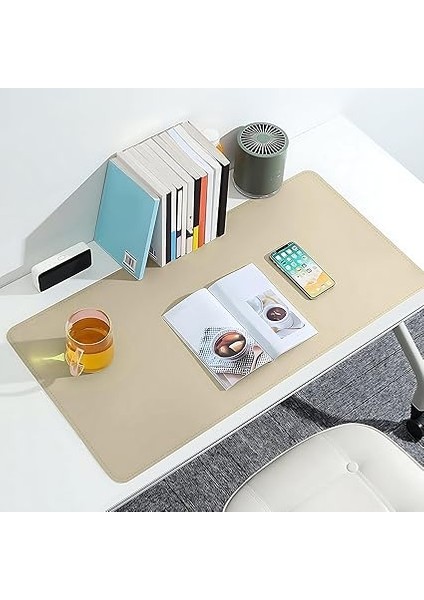Çift Renk Dikişli Pu Deri Masa Matı 80X40 cm Mousepad, Su Geçirmez Masa Sümeni, Çift Taraflı Kullanım, Dizüstü Bilgisayar/ofis/ev Için, Kaymaz Taban (Bej ve Kahverengi) indirimleri