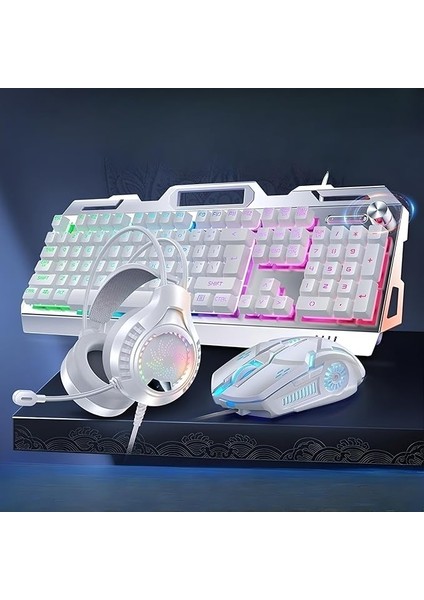Energy Gamer Klavye Mouse Kulaklık Set Beyaz