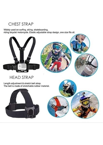 Aksiyon Kamerası Aksesuarları Kafa Kayışı Montaj Göğüs Koşumu Akaso EK7000 Brave 4 Brave 7 Le V50X Native/gopro HERO10 9 8 7 6 5/vemont/dragon Touch/hls/apexcam/remalı ile Uyumlu indirimleri