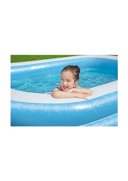 Aile Tipi ve Çocuklar Için Uygun Şişirilebilir Dikdörtgen Yüzme Havuzu, Mavi, 2.62 M x 1.75 M x 51 Cm, 778 L indirimleri