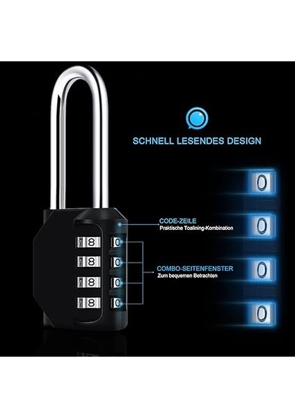 3 Adet Şifreli Kilit Askılı Uzun 6.7cm, 4 Haneli Kilit Şifreli Kilit Asma Kilit, Hava Koşullarına Dayanıklı, Dolap, Kapı, Fitness Stüdyosu Alet Kutusu Için fiyatları