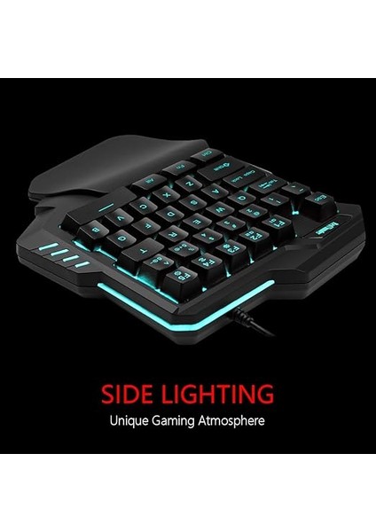 Tek Elle Rgb Arkadan Aydınlatmalı 35 Tuşları Mini Taşınabilir Oyun Klavyesi Ergonomik Oyun Denetleyicisi Pc Için Ps4 Xbox Gamer modelleri