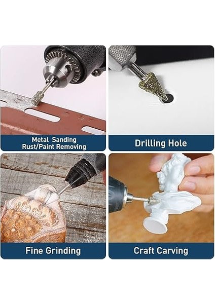 Elmas Taşlama Çapak Ucu Seti, 20 Adet Döner Alet Aksesuarları Taş Seramik Cam Oyma, Taşlama, Parlatma, Gravür Için I / 8 Inç Şaftlı Elmas Çapak Seti modelleri