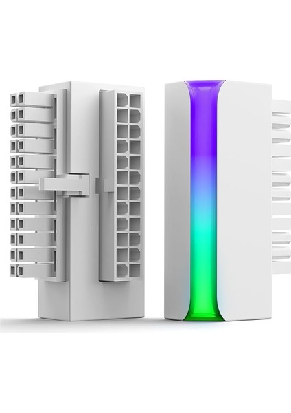 Anakart Için 24PIN 90 Drad Adaptörü, Atx/matx/ıtx Için 5V 3pin Rgb 90 Derece Konektör, Masaüstü Anakart Için 24PIN Erkek - Dişi Güç Adaptörü, Beyaz