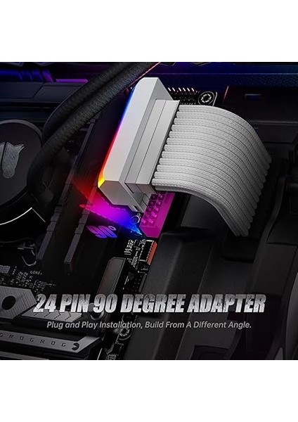 Anakart Için 24PIN 90 Drad Adaptörü, Atx/matx/ıtx Için 5V 3pin Rgb 90 Derece Konektör, Masaüstü Anakart Için 24PIN Erkek - Dişi Güç Adaptörü, Beyaz fiyatları