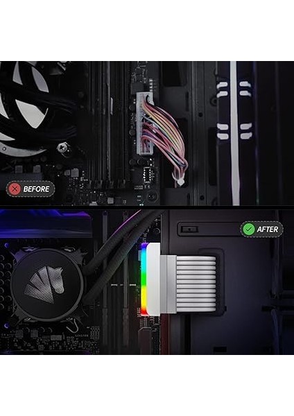Anakart Için 24PIN 90 Drad Adaptörü, Atx/matx/ıtx Için 5V 3pin Rgb 90 Derece Konektör, Masaüstü Anakart Için 24PIN Erkek - Dişi Güç Adaptörü, Beyaz indirimleri