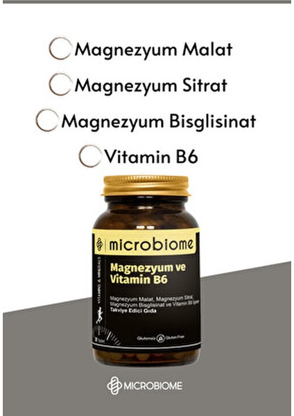 Magnezyum ve Vitamin B6 30 Tablet Yetişkinler İçin Güçlü Takviye Edici Gıda fiyatları