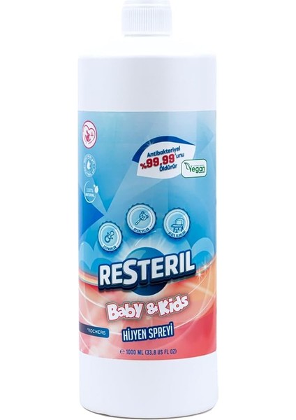 Antibakteriyel Bebek Çocuk Oyun Alanı Oyuncak Alkolsüz Hassas Yüzey Temizleyici Dezenfektan Sprey 1l