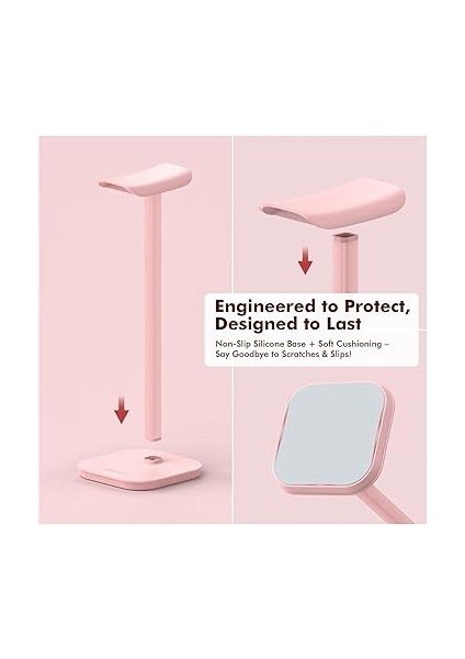 Kulaklık Tutucu, Tüm Kulak Üstü Bluetooth Kulaklıklar Için Kulaklık Standı, Ağırlıklı Tabanlı Evrensel Kulaklık Tutucu + Alüminyum Boru, Oyun Kulaklığı Tutucu, Çalışma Masası Aksesuarı (Pembe) modelleri