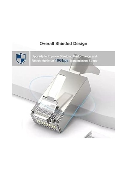 Plus Q-J710M Cat7 Metal Konnektör RJ45 Cat7 Jack + Ayraç 10LUK Paket indirimleri