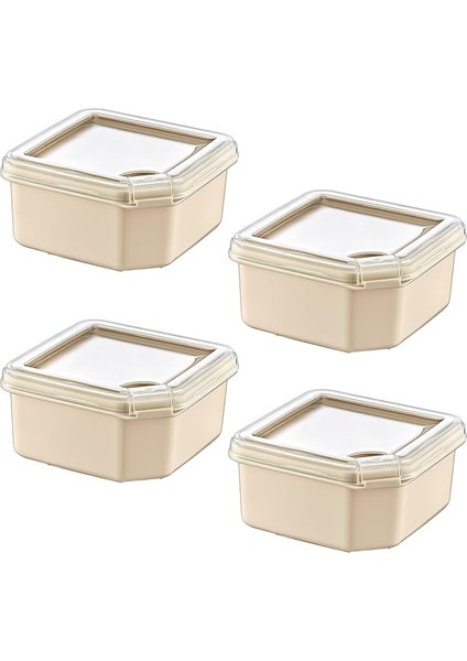 4'lü Q-Box Saklama Kabı Latte 350 ml