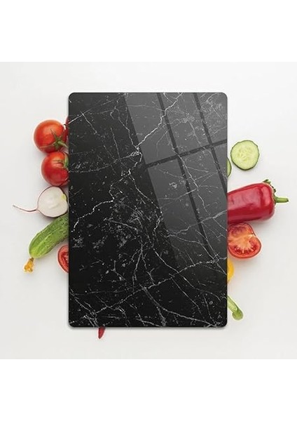 Cam Kesme Tahtası Panosu 25 x 35 Kırılmaya Isıya Çizilmeye Dayanıklı Antibakteriyel Doğal Kesme Tablası Siyah Mermer Design modelleri