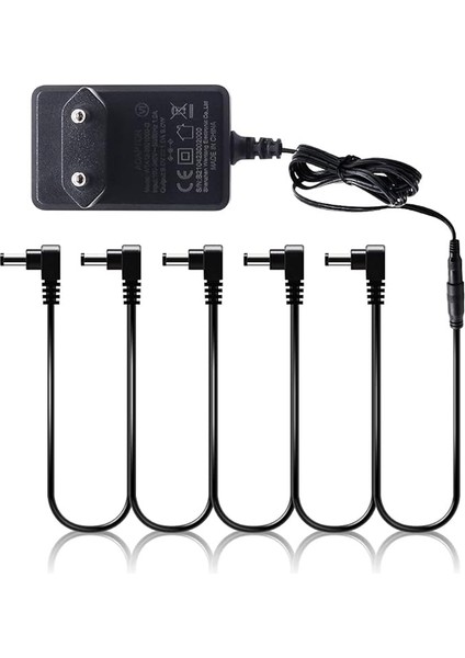 Papatya Zincir Kablo Gitar Bas Aksesuarları 9 V Dc 1000MA 1A Pedal Güç Kaynağı Adaptörü & 5 Yönlü Sağ Açı Fiş Papatya Zinciri Güç Kablosu