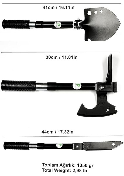 Multitool Katlanır Kürek, Balta, Bıçak, Testere, Çekiç, Çapa Seti fırsatları