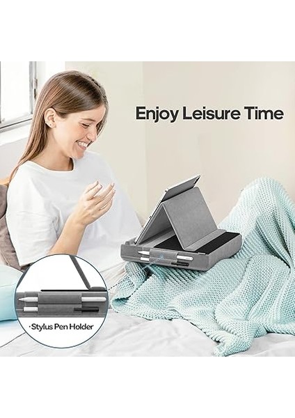 Tablet Yastık Standı, Kucak, Yatak ve Masa Için Çok Açılı Görüntüleme I-Pad Tutucu, I-Pad Pro 12.9, 10.5, 11, Air, Mini, Telefonlar ile Uyumlu Stylus Dağı ile Katlanabilir Yumuşak Pad Dock modelleri