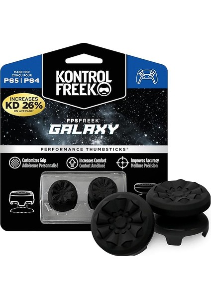 Fps Freek Galaxy Black For Playstation 4 (Ps4) And Playstation 5 (Ps5) | Performance Thumbsticks | 1 High-Rise, 1 Mid-Rise | Black (Limited Edition)