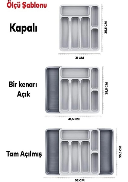 Çift Taraflı Ayarlanabilir Organizer Çekmece Içi Kaşıklık Uzayabilen Çatal Bıçaklık Düzenleyici modelleri