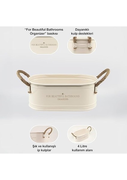 Metal Ip Kulplu Baton Metal Banyo Düzenleyici, Banyo Organizeri (For Beautiful Bathrooms Organizer Baskı) LN1207K fırsatları