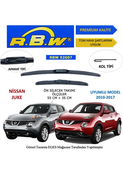Nissan Juke (2010-2017) Ön Silecek Süpürgesi 550MM + 350MM