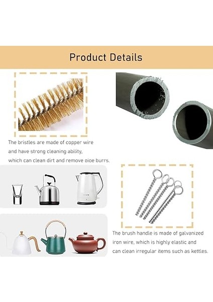Adet Pirinç Boru Temizleme Fırçası, Pirinçten 6 – 25 mm Pirinç Tel Fırça Seti, Verimli Delik Temizliği Için Uzun Saplı Çok Fonksiyonlu Temizleme Fırçaları fırsatları