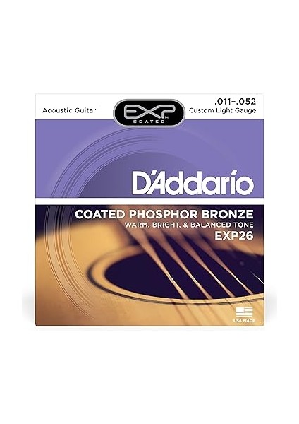 EXP26 Exp Coated Phosphor Bronz Custom Akustik Gitar Teli (11-52) fiyatları