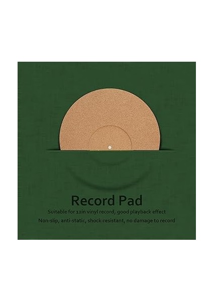 Plak Çalar Paspas, 12 Inç Pedi Yumuşak Mantar Anti -Static Nicen -Kayma Dönüşü Slipmat Pad Çapı 295MM Kayıt Çalar Koruyucu Mat Ev Kayıt Çalarlar modelleri