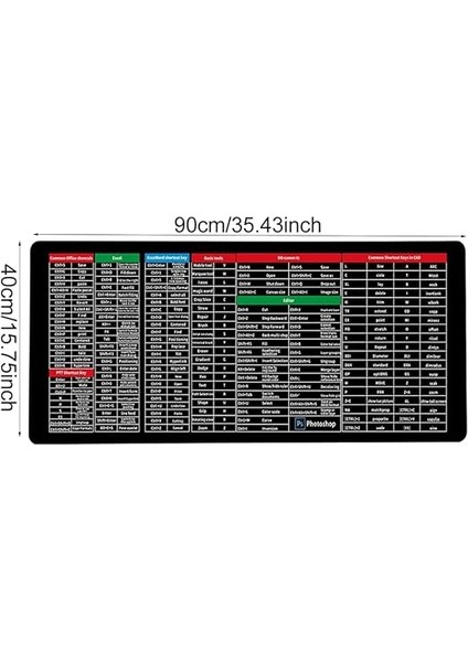 Süper Kalite 90X40 Büyük Boy Xxl Mouse Pad Kauçuk Alt Taban, Yumuşak Kumaş Oyuncu Mousepad, Bilgisayar ve Dizüstü Bilgisayar Uyumlu 90 40 Mouse Pad (Kısayollar Desenli) fırsatları