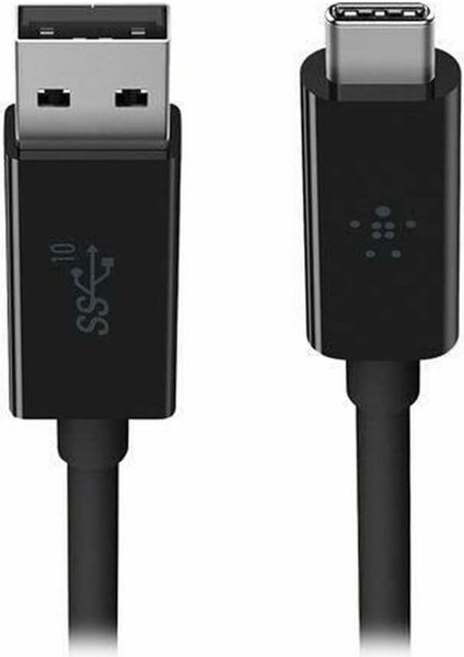 USB 3.1 Usb-C - Usb-A Kablosu, 0,9 M (Usb-If Sertifikalı, 10 Gbps, Ultra Hd 4k), Siyah