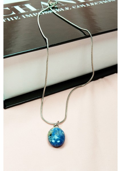 Sodalit Doğal Taşı Zincirli El Yapımı Kolye Uç: 1,5 cm Zincir: 20 cm Kutulu fiyatları