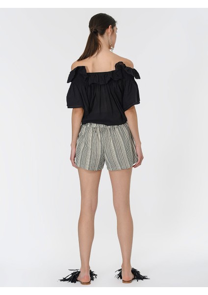 Püskül Detaylı Çizgi Desenli Şort Standart Renk Y1967144_089 modelleri