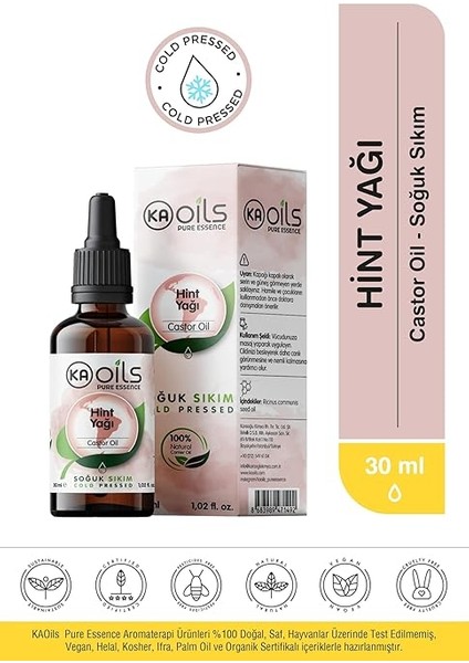 Hint Yağı 30 ml | Yoğun Kıvam - Castor Oil | Kaş, Kirpik ve Saç Bakımı Için Ideal - Soğuk Sıkım & TAŞIYICI%100 Saf ve Doğal Bitkisel Yağ | indirimleri