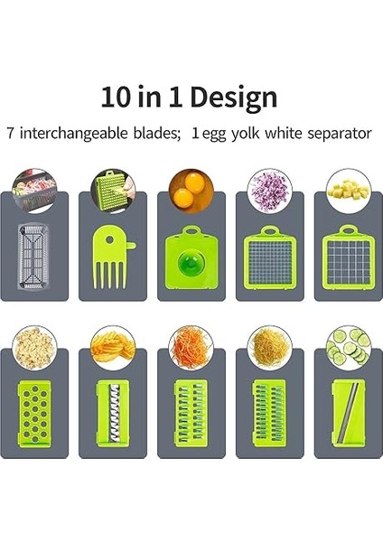 Pro 8 Bıçaklı Sebze Doğrayıcı: Mandoline Dilimleyici Soğan Kıyıcı Dicer Yumurta Ayırıcı Dilimleyici Sebze Doğrayıcı Kesici Dilimleyici Gıda Doğrayıcı Dicer Dilimleyici Mutfak Için Konteyner Il modelleri
