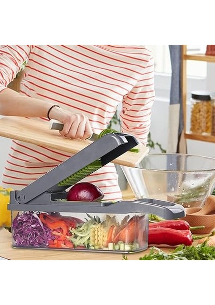 Pro 8 Bıçaklı Sebze Doğrayıcı: Mandoline Dilimleyici Soğan Kıyıcı Dicer Yumurta Ayırıcı Dilimleyici Sebze Doğrayıcı Kesici Dilimleyici Gıda Doğrayıcı Dicer Dilimleyici Mutfak Için Konteyner Il fırsatları