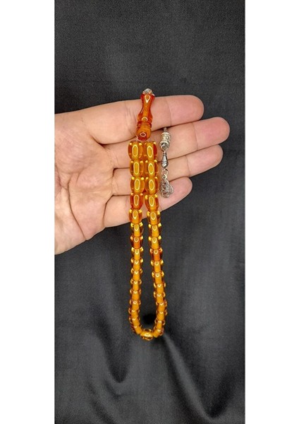 Sıkma Çubuk Kehribar Tesbih Fıçı Kesim Sarı Renk T-303 fırsatları