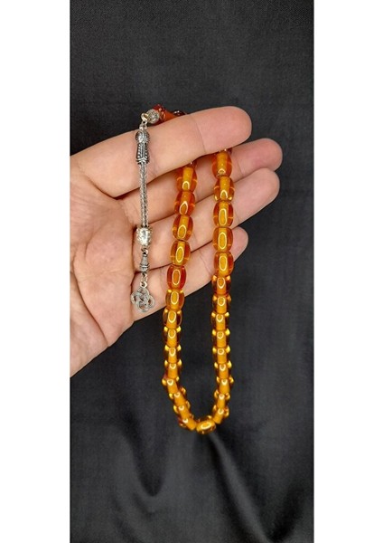 Sıkma Çubuk Kehribar Tesbih Fıçı Kesim Sarı Renk T-303 indirimleri