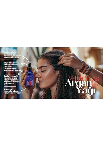 |%100 Saf Argan Yağı | Saç & Cilt & Tırnak Bakım Yağı | 30 ml Cam Damlalık + Sprey Başlık fırsatları