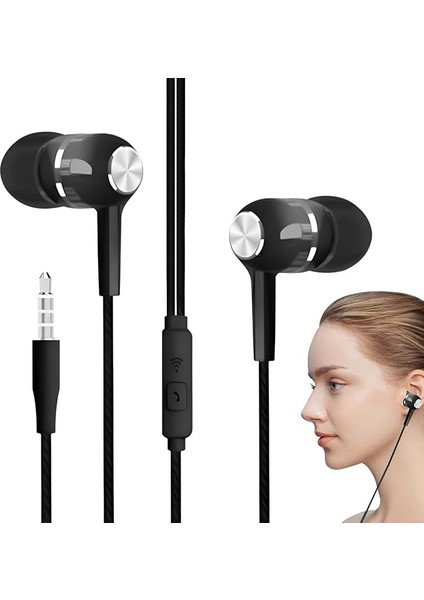 Kablolu Kulaklıklar,kablolu Mikrofonlu Kulaklık - 3.5mm Jak Bas Artırıcı Ses Oyun Stüdyo Kaydı Okul Uçak Yolculuk Için