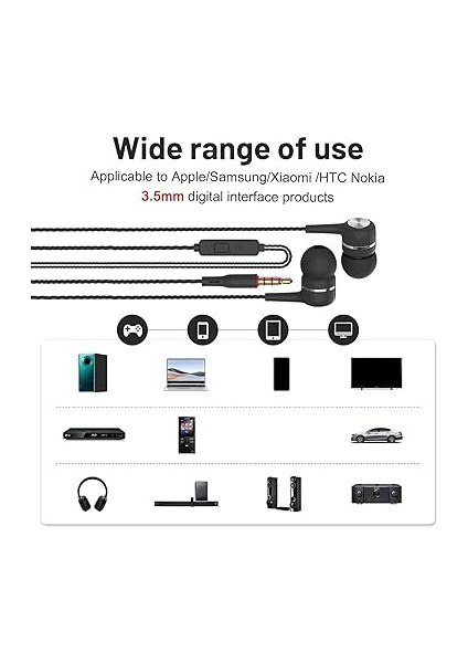 Kablolu Kulaklıklar,kablolu Mikrofonlu Kulaklık - 3.5mm Jak Bas Artırıcı Ses Oyun Stüdyo Kaydı Okul Uçak Yolculuk Için fırsatları