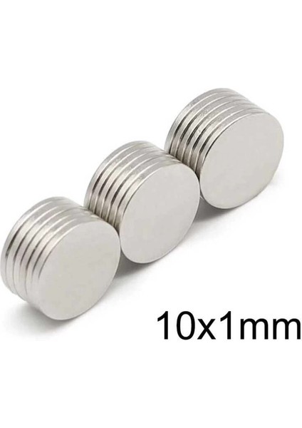 50 Adet 10X1MM Yuvarlak Neodyum Mıknatıs Güçlü Dayanıklı Magnet Nikel Kaplama