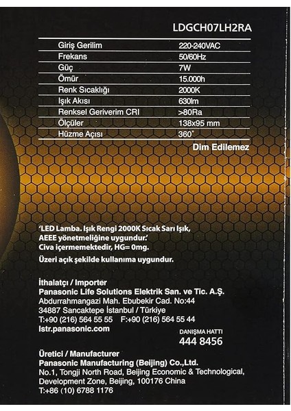 E27 Fil G95 Lamba, Sarı Işık 7W 630LM 2000K Gold indirimleri