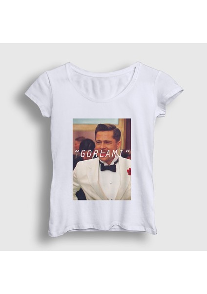 Kadın Beyaz Gorlami Brad Pitt Inglourious Basterds T-Shirt