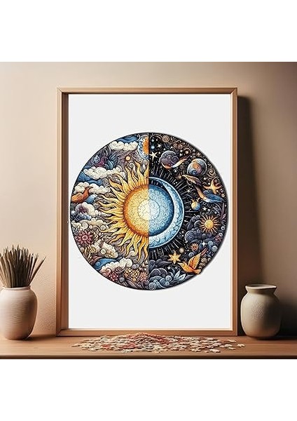 - Ahşap Puzzle Yetişkinler Için - Gün ve Gece Benzersiz Parçalı Puzzle - 252 Parça Ahşap Yapboz - Yapıştırıcı Folyo Dahil - Dekoratif Ahşap Puzzle - 29X29 cm - A1-05 modelleri