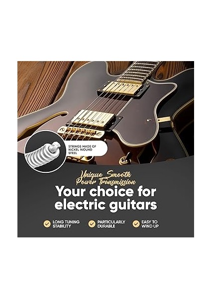 Gitar Telleri Elektro Gitar - Parlak Ses Kalitesi Çelik Teller, Elektrikli Gitar Için Nikel Kaplama (6 Tel Seti), 3 Pena Dahil indirimleri