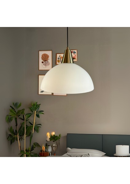 Perry Beyaz Cam Tekli Avize Eskitme Huni Başlık Retro Sarkıt Lamba Restoran Salon Aydınlatma modelleri