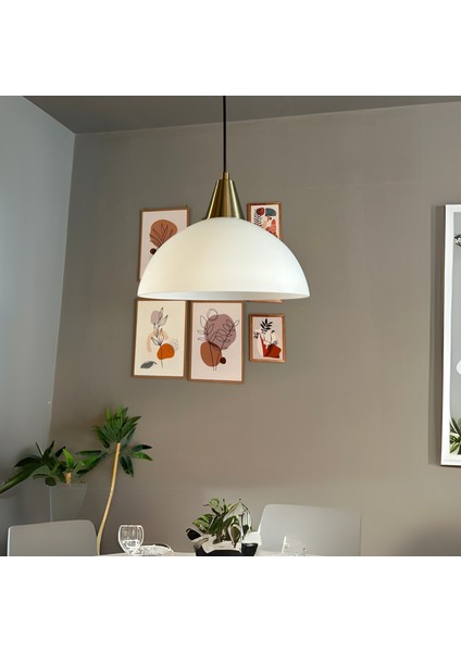 Perry Beyaz Cam Tekli Avize Eskitme Huni Başlık Retro Sarkıt Lamba Restoran Salon Aydınlatma fırsatları