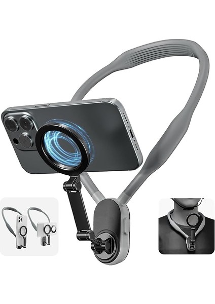 Iphone 16 15 14 13 Pro Max Için Montajı El Serbest Pov/vlog Esnek Spor Tutucu Boyun Telefon Tutacağı Tüm Telefonlar Için Uyumlu