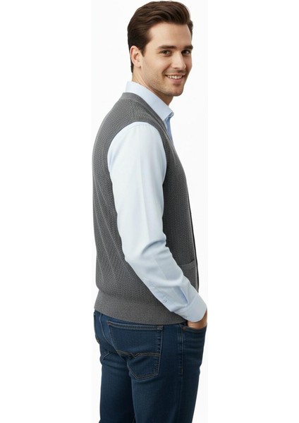 Erkek Düğmeli Yelek Cepli Çelik Örgü Klasik Kalıp 5212L BGL-ST04845 fiyatları