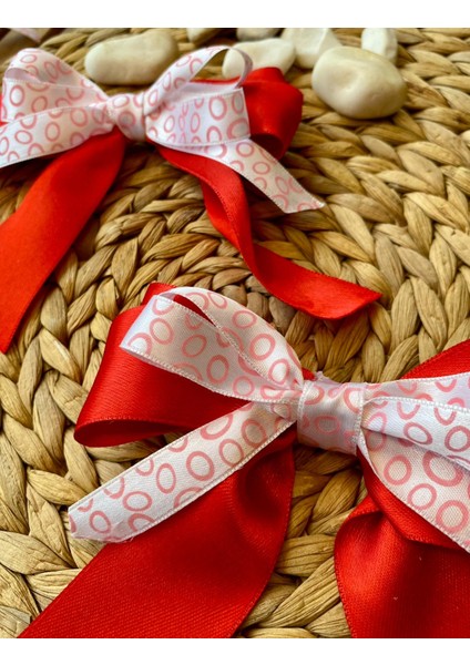 Kurdele Model Bayramlık Kırmızı Renk El Yapımı Iki Adet Toka modelleri