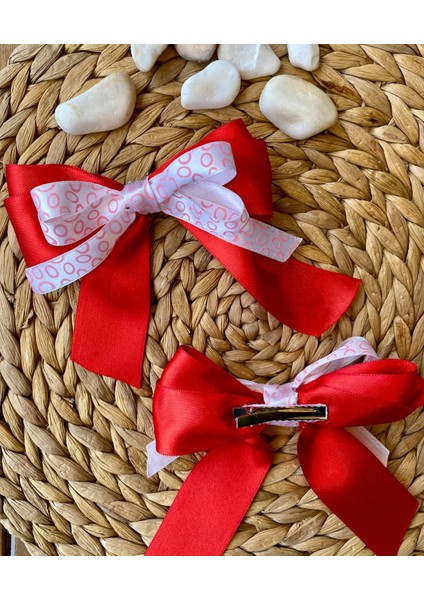 Kurdele Model Bayramlık Kırmızı Renk El Yapımı Iki Adet Toka fırsatları